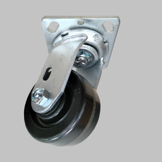 4x2 Black Swivel Poly Caster